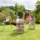 Rebo Wooden Garden Swing Set with Monkey Bars - Meteorite Green