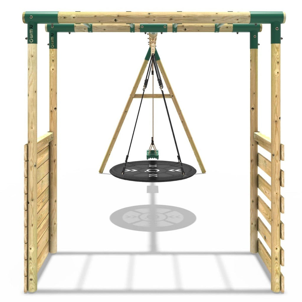 Rebo Wooden Swing Set w/ Monkey Bars Meteorite Green