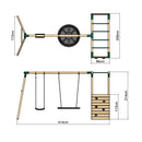 Rebo Wooden Garden Swing Set with Monkey Bars - Meteorite Green