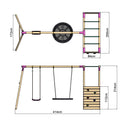 Rebo Wooden Garden Swing Set with Monkey Bars - Meteorite Pink