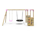 Rebo Wooden Garden Swing Set with Monkey Bars - Meteorite Pink