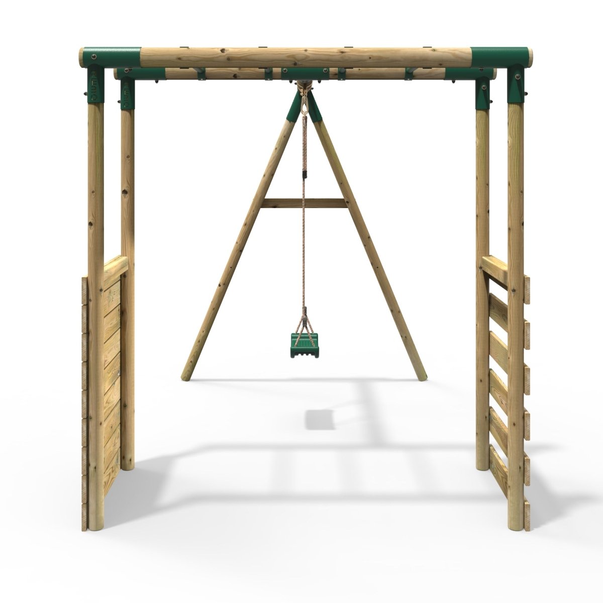 Rebo Wooden Garden Swing Set with Monkey Bars - Solar Green