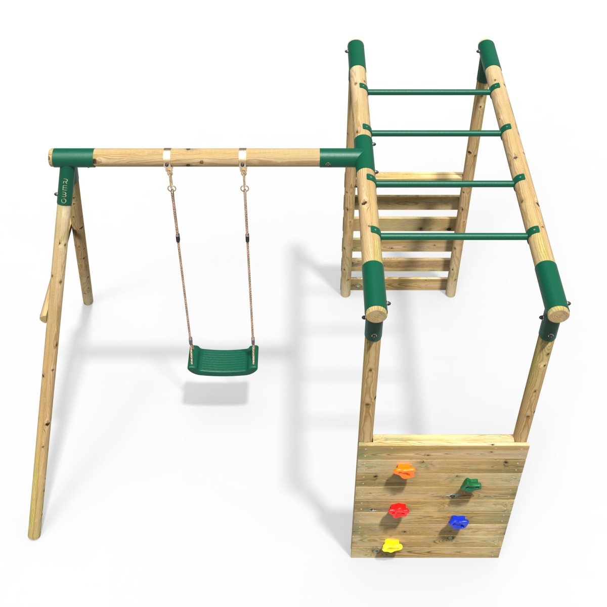 Rebo Wooden Garden Swing Set with Monkey Bars Solar Green