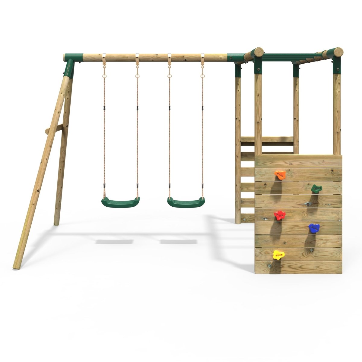 Rebo Wooden Garden Swing Set with Monkey Bars Venus Green