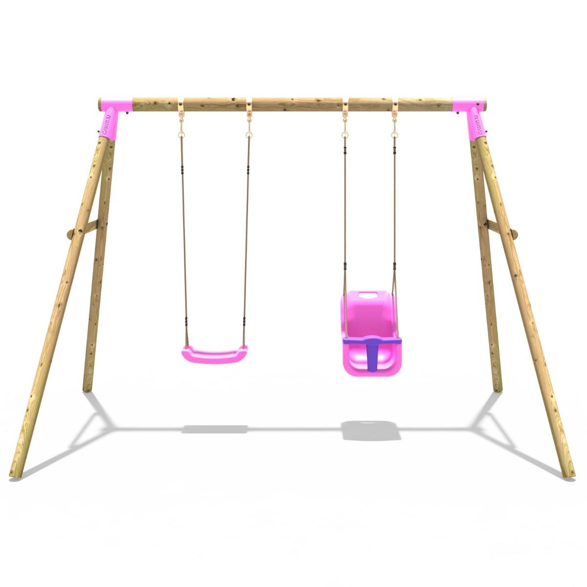 Rebo Wooden Garden Swing Sets - Luna Pink