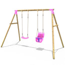 Rebo Wooden Garden Swing Sets - Luna Pink