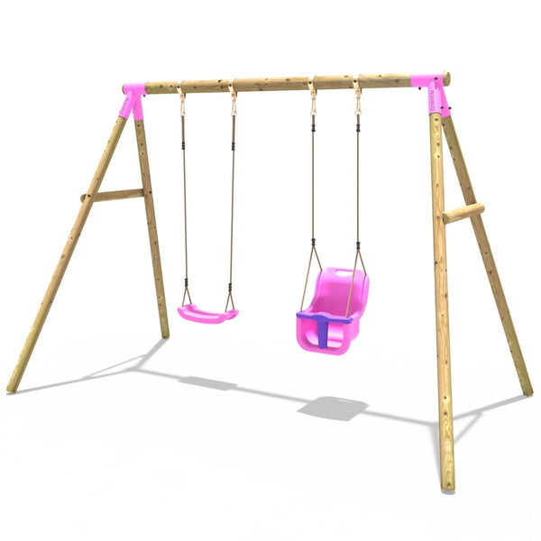 Rebo Wooden Garden Swing Sets - Luna Pink