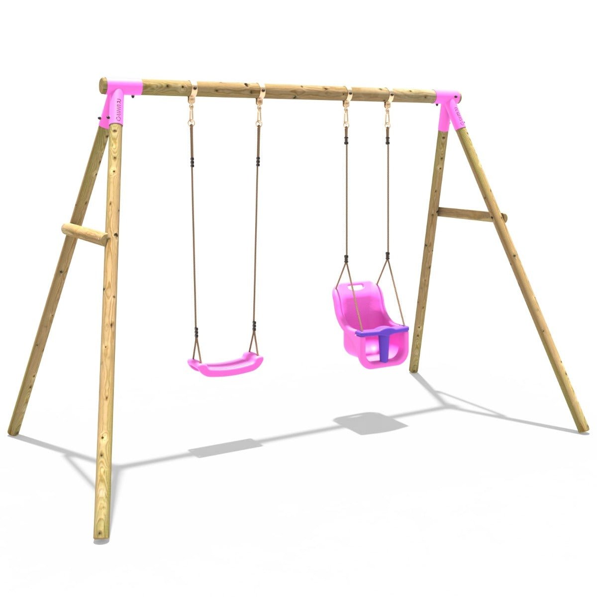 Rebo Wooden Garden Swing Sets - Luna Pink
