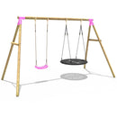 Rebo Wooden Garden Swing Sets - Meteorite Pink