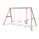 Rebo Wooden Garden Swing Sets - Neptune Pink