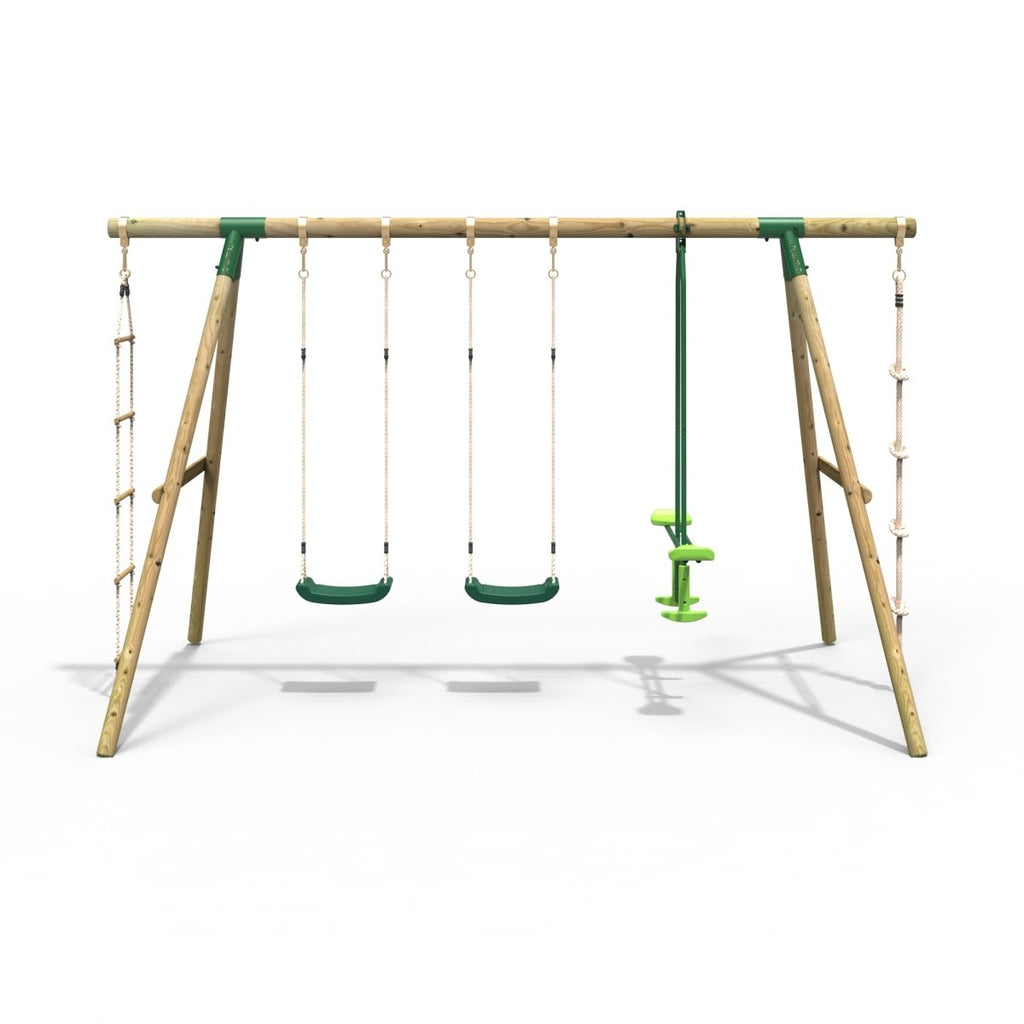 Rebo Wooden Triple Garden Swing Sets Saturn