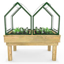 Rebo Wooden Learn and Grow Planter Double with Greenhouse