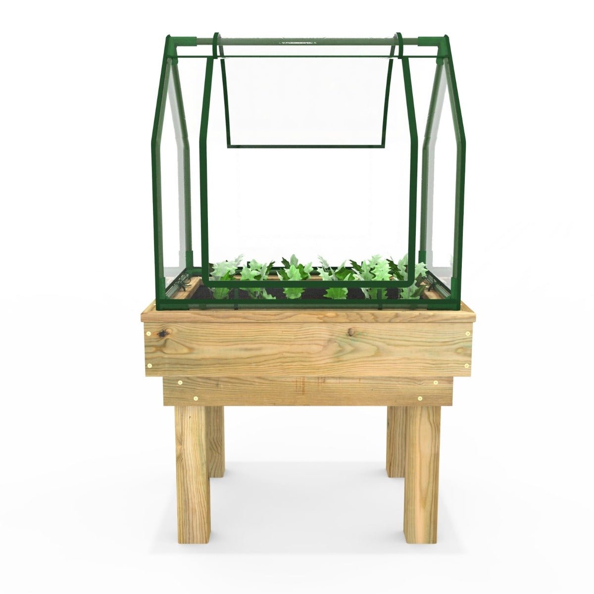 Rebo Wooden Learn and Grow Single Planter with Greenhouse