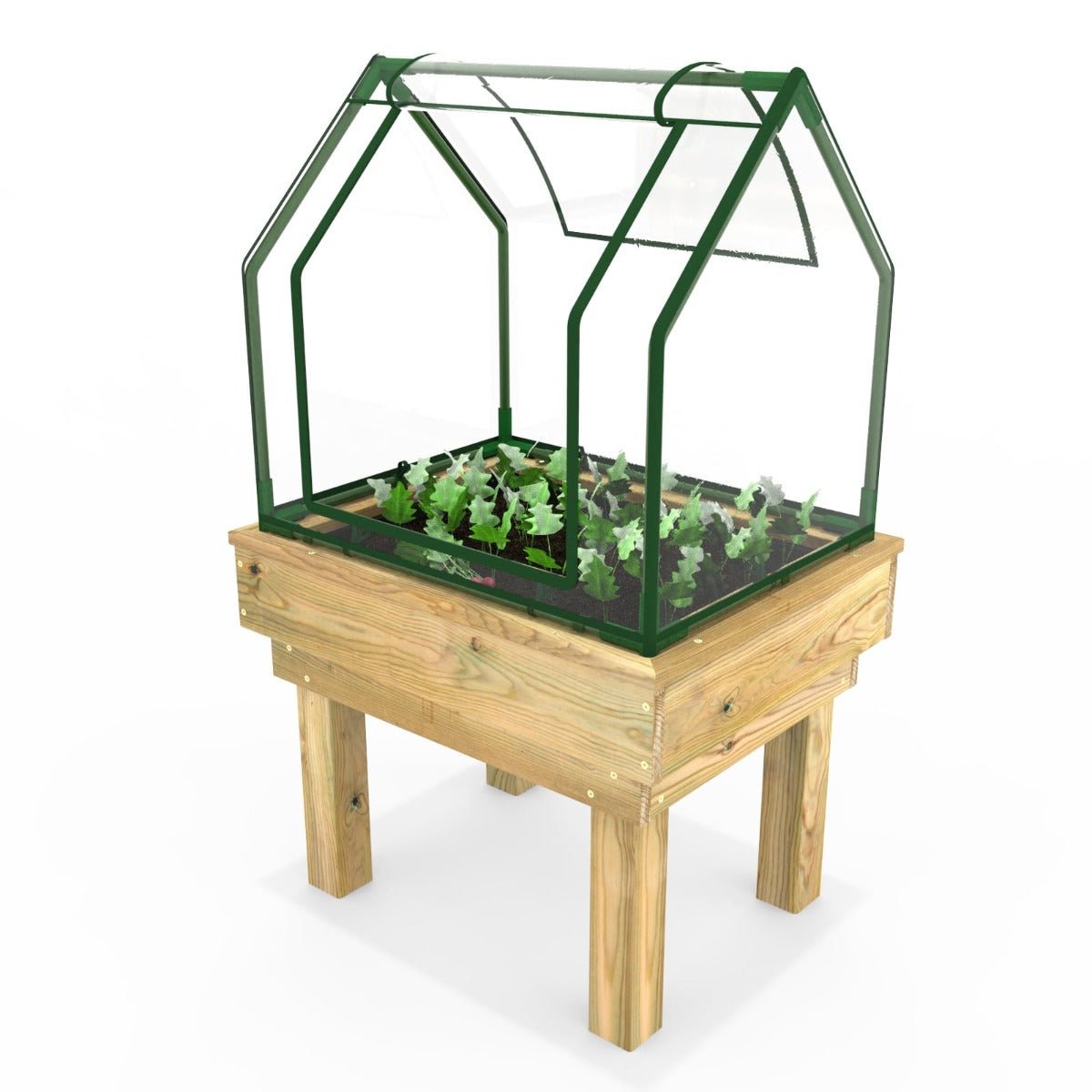 Rebo Wooden Learn and Grow Single Planter with Greenhouse