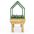 Rebo Wooden Learn and Grow Single Planter with Greenhouse