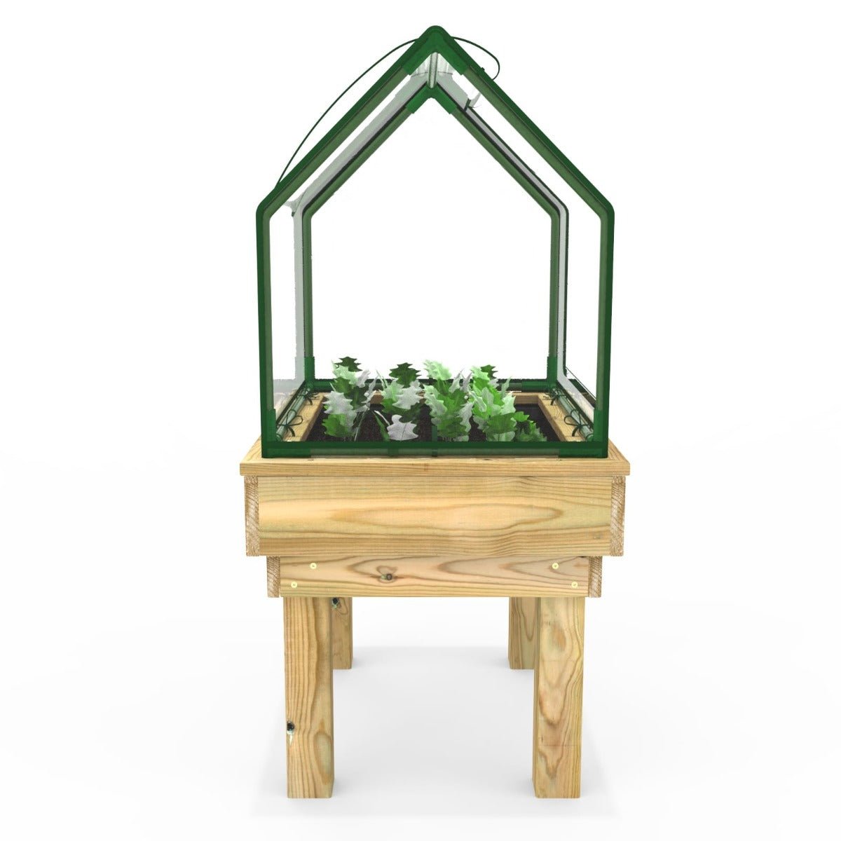Rebo Wooden Learn and Grow Single Planter with Greenhouse