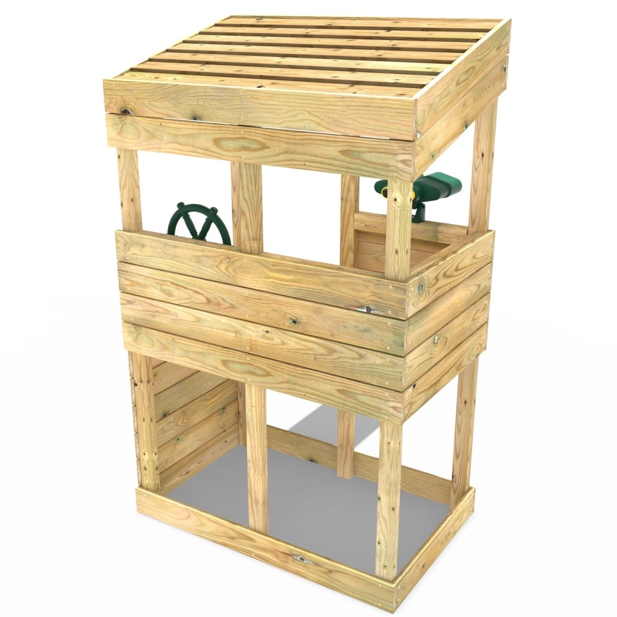 Rebo Wooden Lookout Tower Playhouse with 6ft Slide - Lookout with Adventure Pack