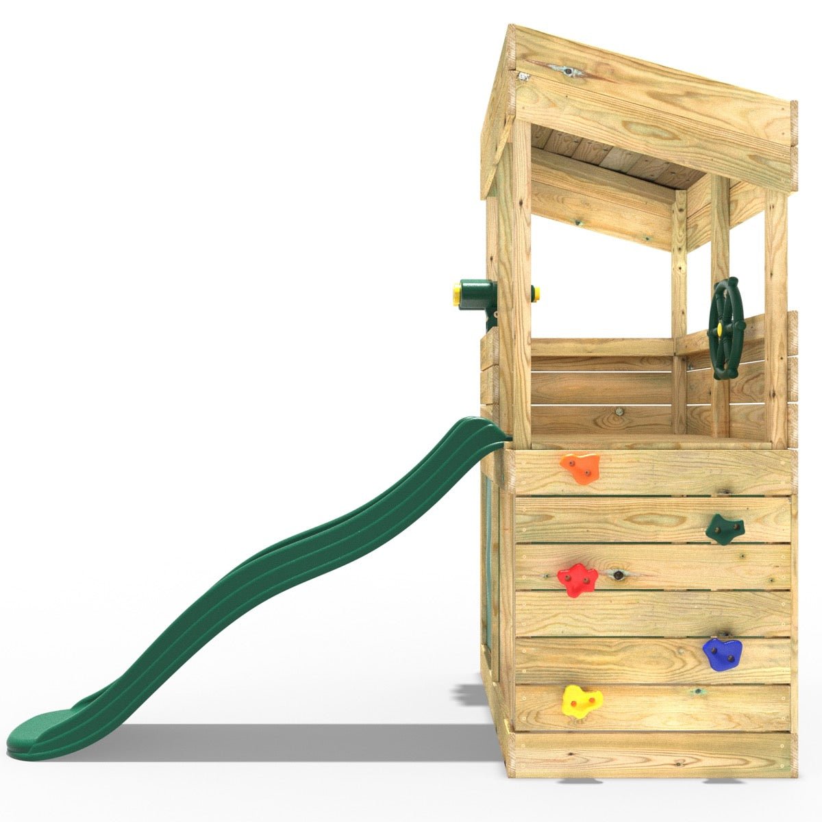 Rebo Wooden Lookout Tower Playhouse with 6ft Slide - Lookout with Den & Adventure