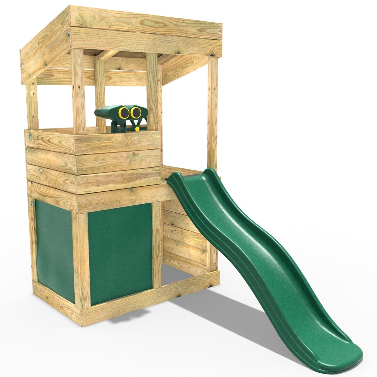 Rebo Wooden Lookout Tower Playhouse with 6ft Slide - Lookout with Den & Adventure