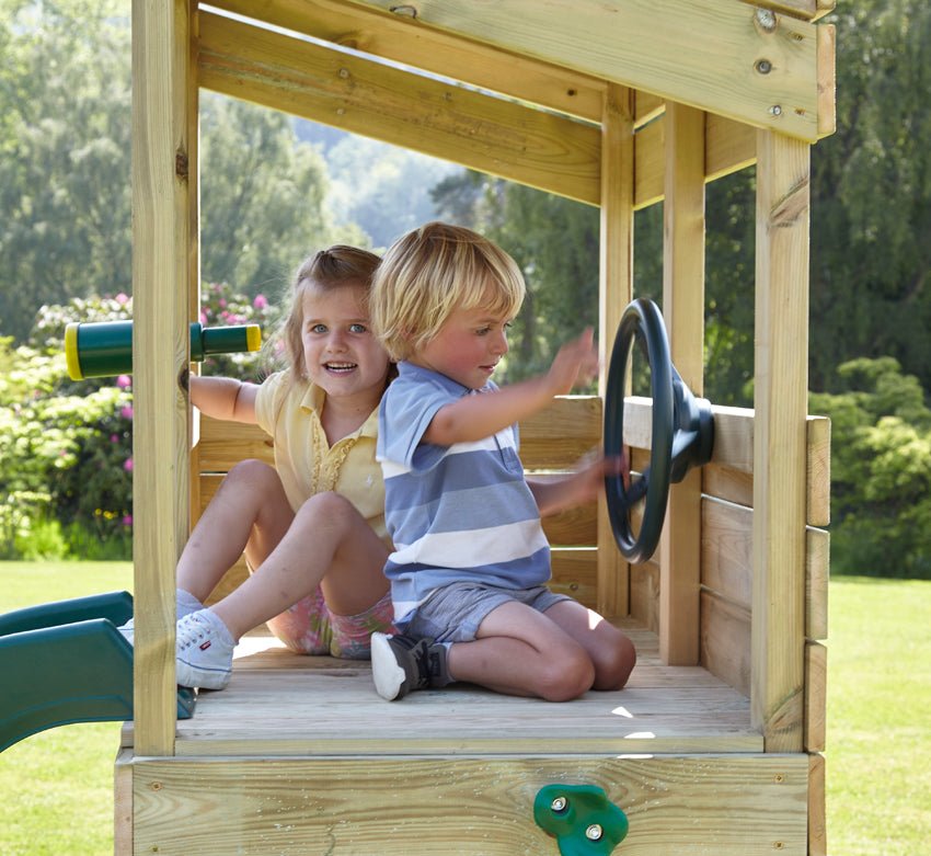 Rebo Wooden Lookout Tower Playhouse with 6ft Slide - Lookout with Den & Adventure Camouflage