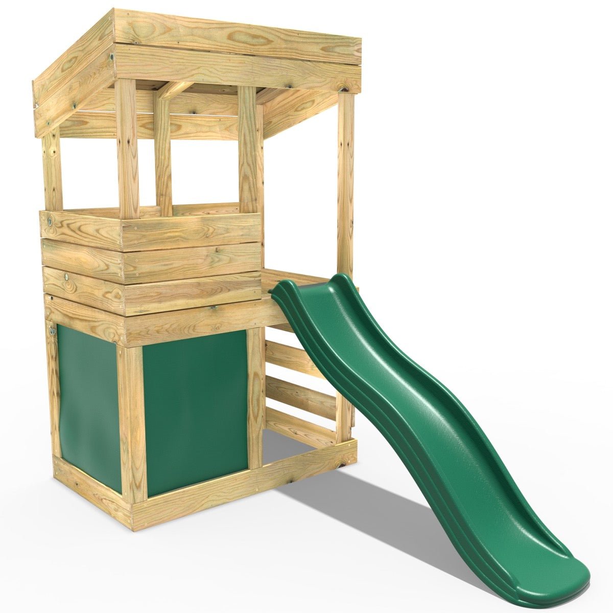 Rebo Wooden Lookout Tower Playhouse with 6ft Slide - Lookout with Den Pack