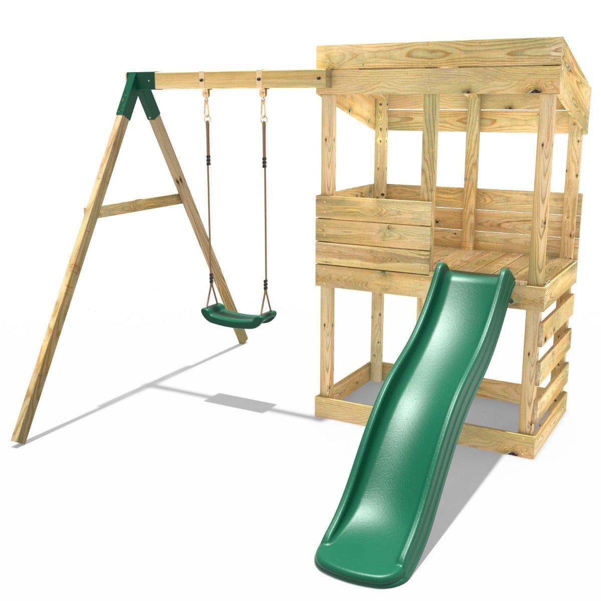 Rebo Arches Lookout Tower Playhouse, 6ft Slide & Swing