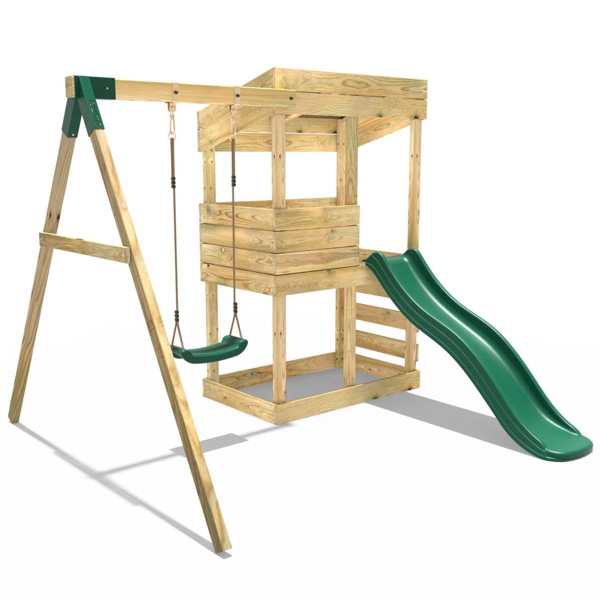 Rebo Arches Lookout Tower Playhouse, 6ft Slide & Swing