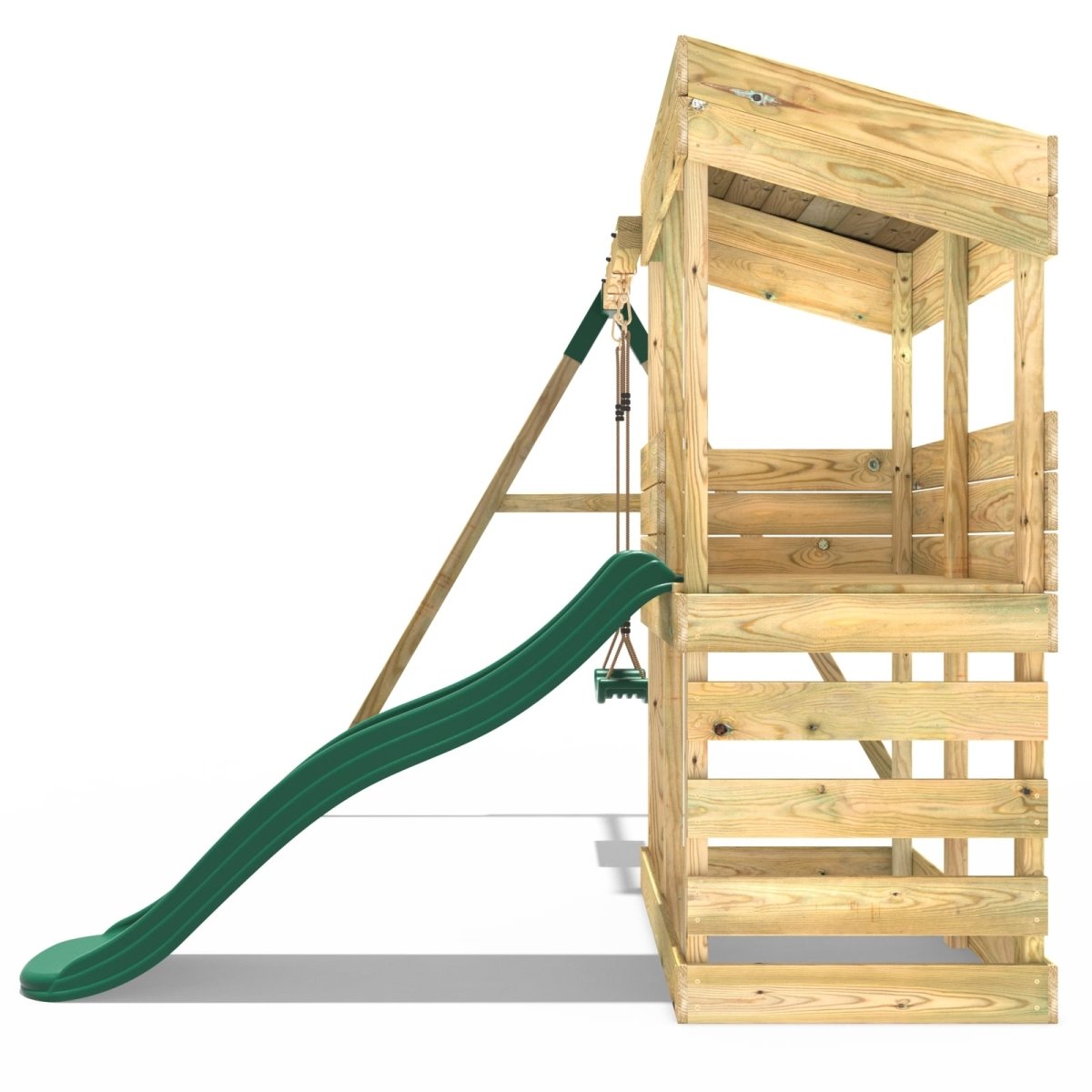 Rebo Wooden Lookout Tower Playhouse with 6ft Slide & Swing - Arches