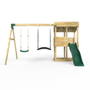 Rebo Wooden Lookout Tower Playhouse with 6ft Slide & Swing - Badlands