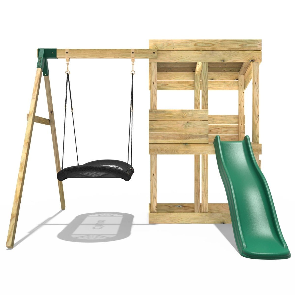 Rebo Wooden Lookout Tower Playhouse with 6ft Slide & Swing - Cascades