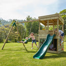 Rebo Wooden Lookout Tower Playhouse with 6ft Slide & Swing - Cascades