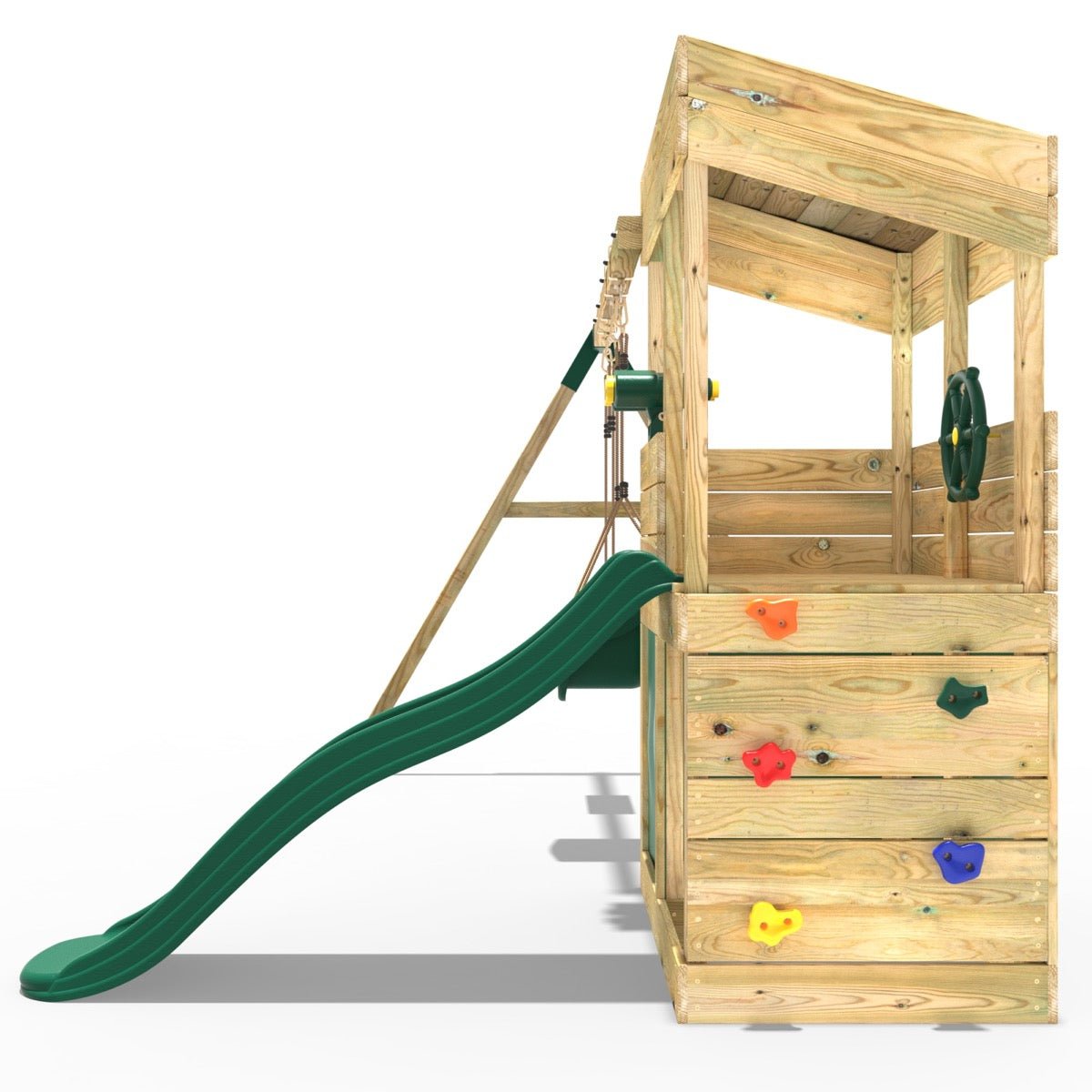 Rebo Wooden Lookout Tower Playhouse with 6ft Slide & Swing - Zion