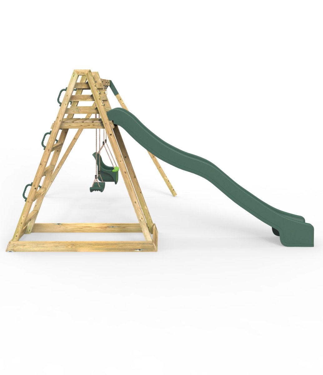 Rebo Wooden Pyramid Activity Frame with Swings & 10ft Water Slide - Cora Linn