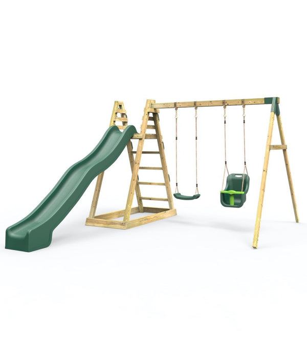 Rebo Wooden Pyramid Activity Frame with Swings & 10ft Water Slide - Cora Linn