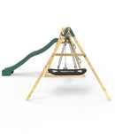 Rebo Wooden Pyramid Activity Frame with Swings & 10ft Water Slide - Horseshoe