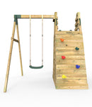 Rebo Wooden Pyramid Activity Frame with Swings & 10ft Water Slide - Mystic