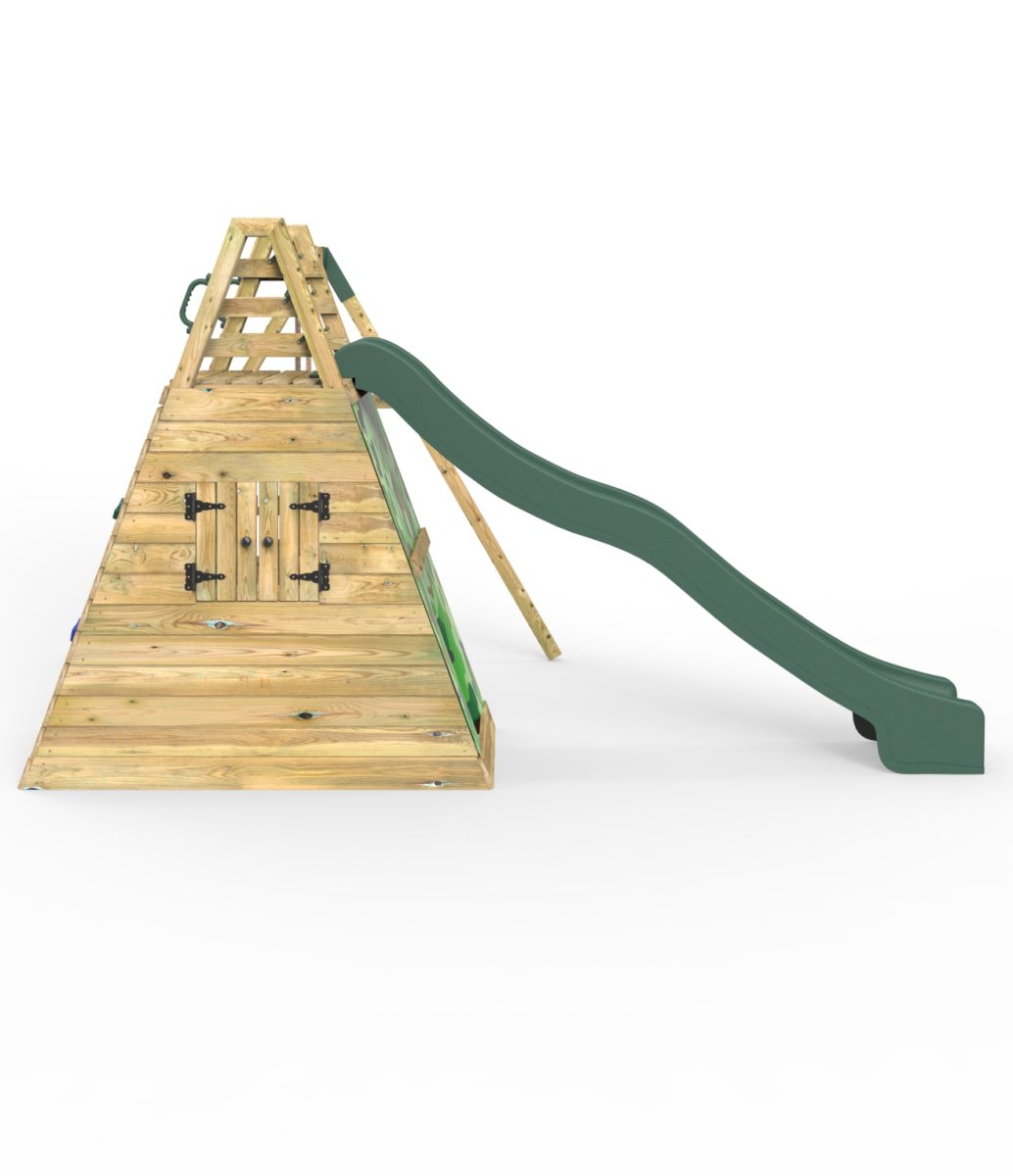 Rebo Wooden Pyramid Activity Frame with Swings & 10ft Water Slide - Mystic