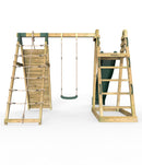 Rebo Wooden Pyramid Climbing Frame with Swings & 10ft Water Slide - Angel