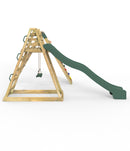 Rebo Wooden Pyramid Climbing Frame with Swings & 10ft Water Slide - Angel