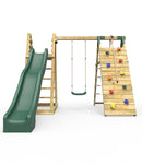 Rebo Wooden Pyramid Climbing Frame with Swings & 10ft Water Slide - Angel