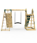 Rebo Wooden Pyramid Climbing Frame with Swings & 10ft Water Slide - Cloudcap