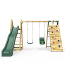 Rebo Wooden Pyramid Climbing Frame with Swings & 10ft Water Slide - Cora Linn