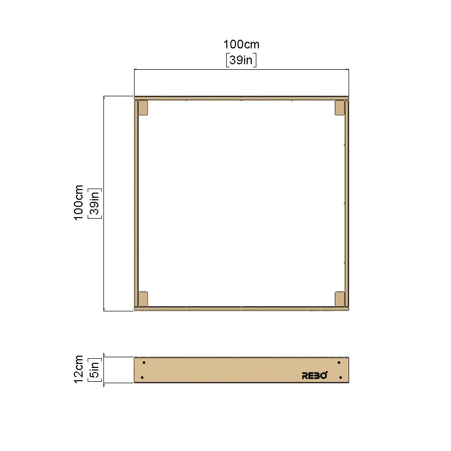 Rebo Wooden Sandpit Ball Pool Square Frame – 100cm x 100cm