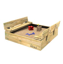 Rebo Wooden Sandpit Ball Pool with Folding Lid and Benches - 120cm x 120cm
