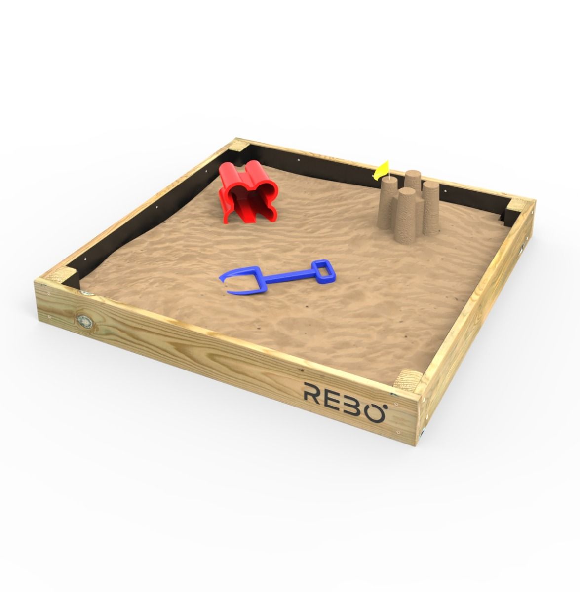 Rebo Wooden Sandpit Ball Pool with Removable Lid – 100cm x 100cm