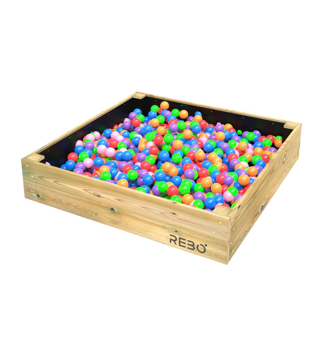 Rebo Wooden Sandpit Ball Pool with Removable Lid – 120cm x 120cm