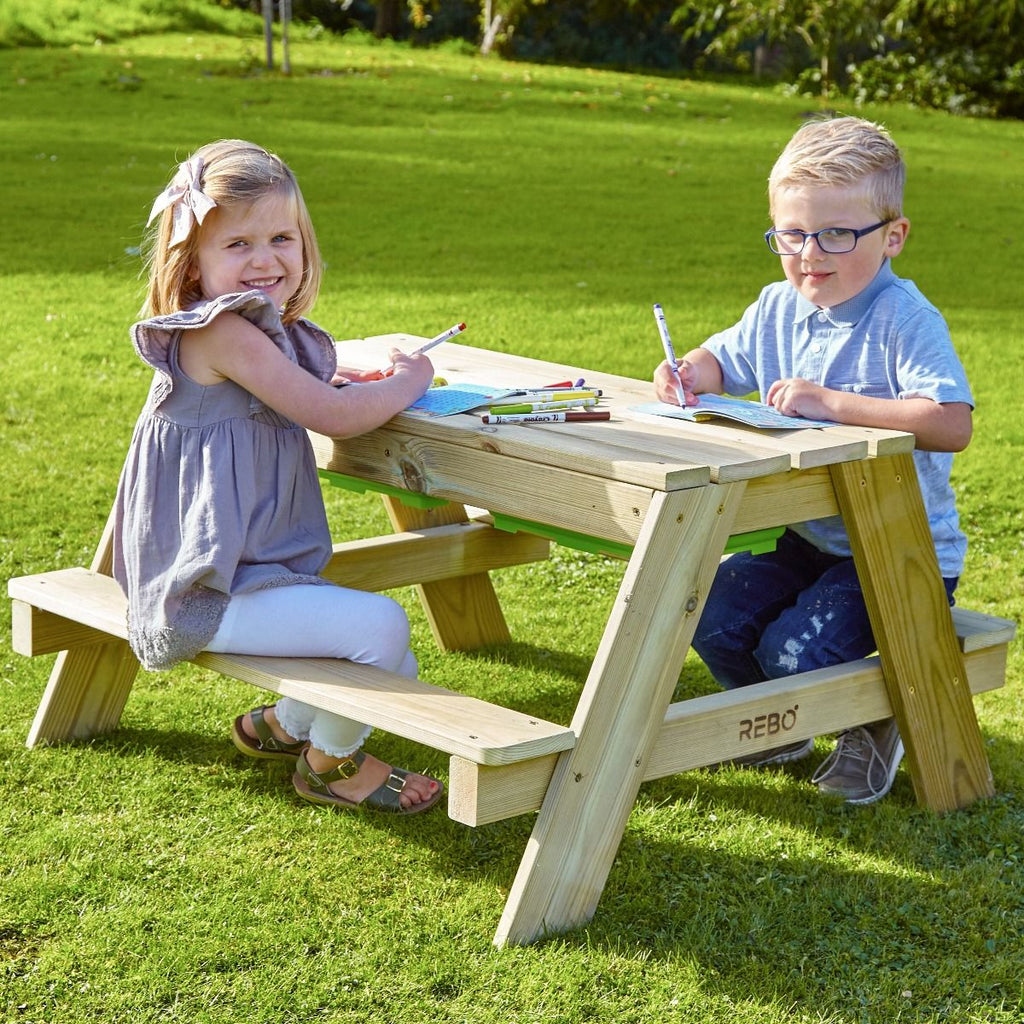 Rebo Sunshine Showers Sand Water Picnic Table Double