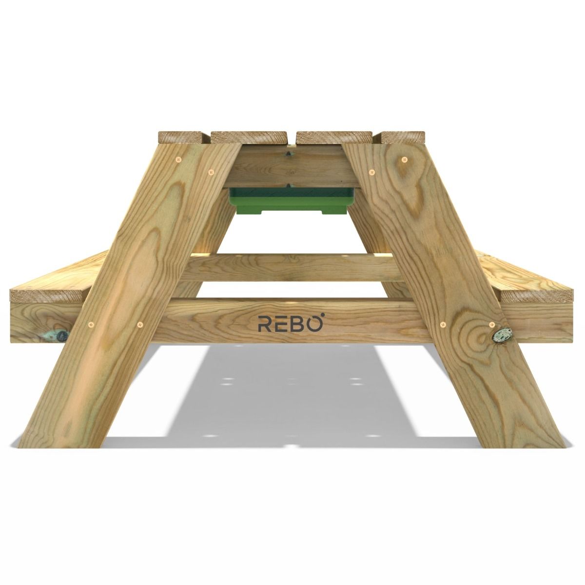 Rebo Wooden Sandpit With Lid Sand & Water Picnic Table Play Bench – Double