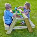 Rebo Wooden Sandpit With Lid Sand & Water Picnic Table Play Bench – Double