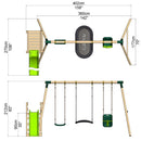 Rebo Wooden Swing Set plus Deck & Slide - Halley Green